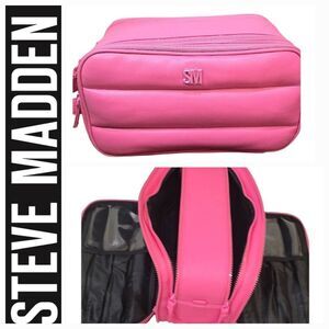 Steve Madden Horz Triple Zip Quilted Cosmetic Bag